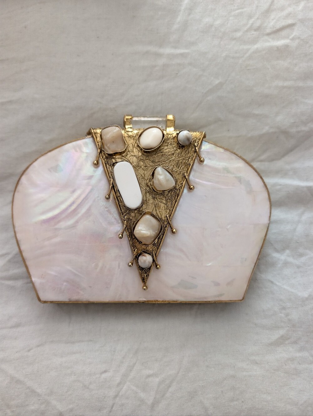 RAMLA La Perle Clutch/Crossbody, NWT Mosaic Mother Of Pearl & Stones $450 Retail